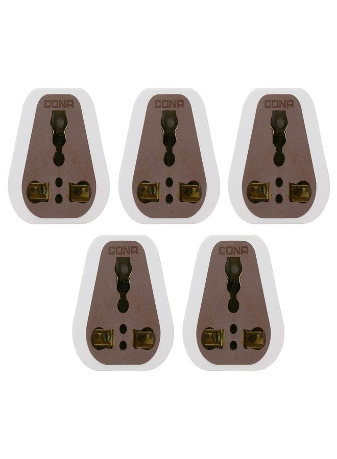 CONA محول CONA 2496 X5 ثلاثي الأطراف 6 أمبير/16 أمبير 240 فولت، أبيض، عبوة من 5 قطع | محول ثلاثي الأطراف | قابس تحويل ثلاثي الأطراف | قابس عالمي | محول سفر | مقبس ثلاثي الأطراف - Image 1